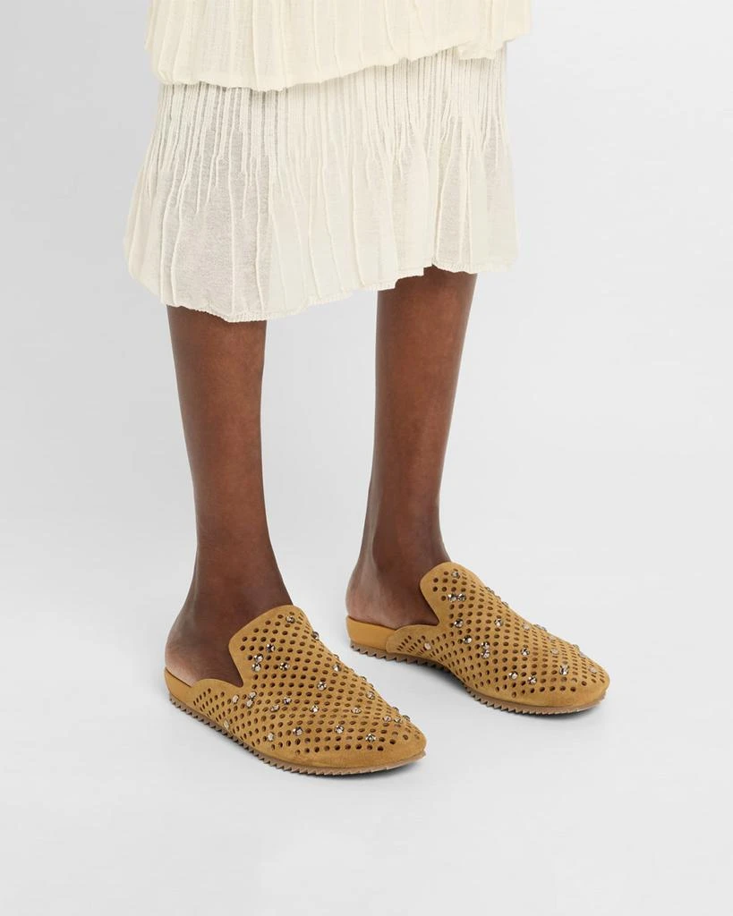 Pedro Garcia Braidy Crystal-Embellished Suede Clogs 2