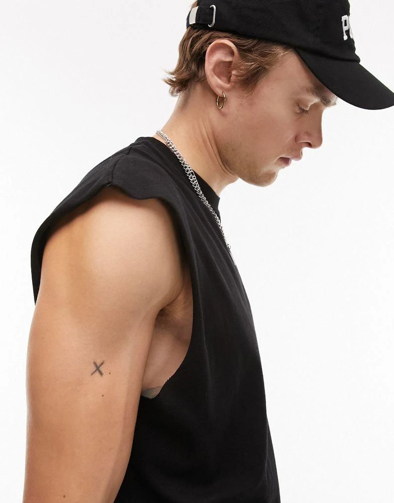 Topman Topman oversized fit sleeveless t-shirt in black 2