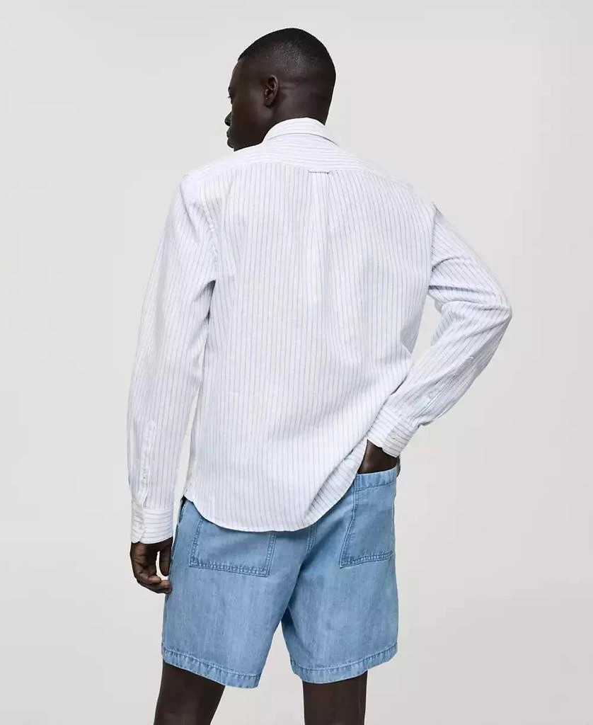 Mango Men's Regular-Fit Striped Cotton-Linen Shirt 7