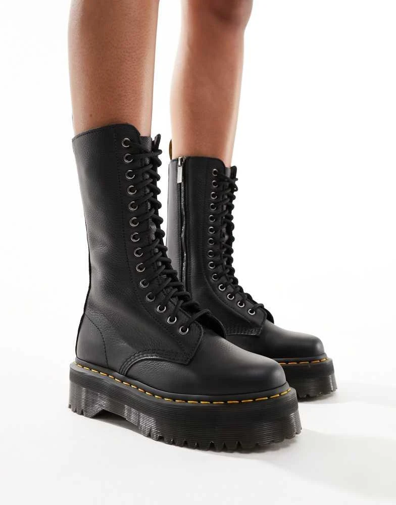 Dr. Martens Dr Martens unisex Quad 14 eye boots in black leather 4