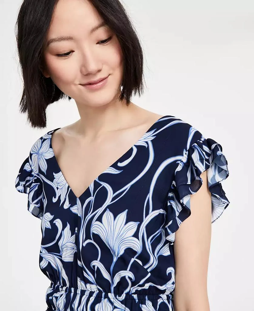 Anne Klein Women's Printed Border-Trim Drawstring Maxi Dress 4