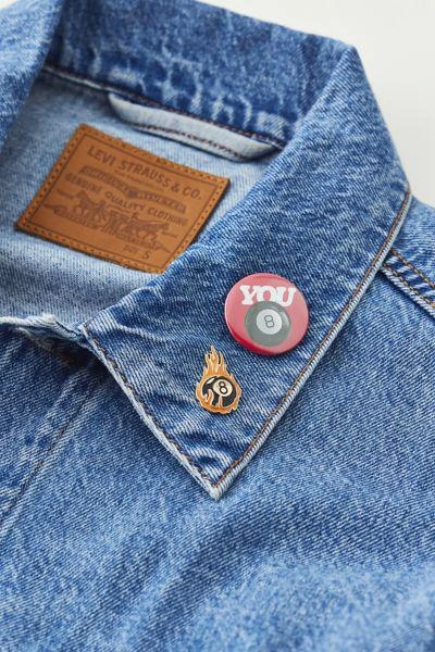 Urban Outfitters Flaming 8 Ball Enameled Pin 2