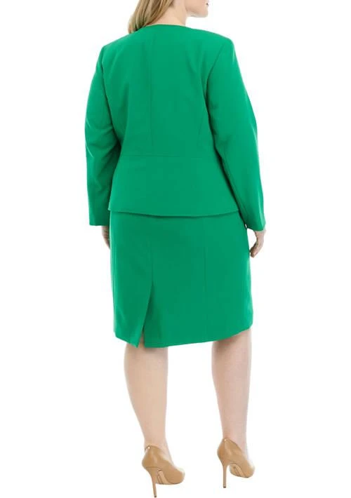 Le Suit Suit Womens Plus Size Crepe Cardigan Jacket And Sheath Dress Set 2