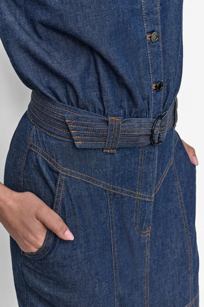 DKNY BUTTON FRONT DENIM MINI DRESS 5