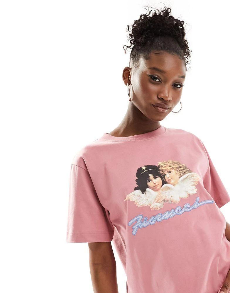 Fiorucci Fiorucci relaxed angel t-shirt with squiggle logo in washed pink 1