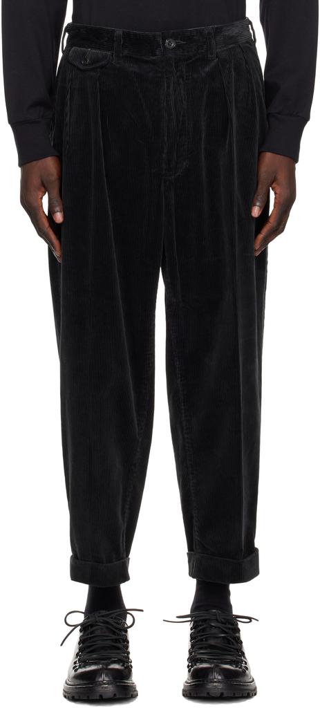 BEAMS PLUS Black 2 Pleats Corduroy Trousers