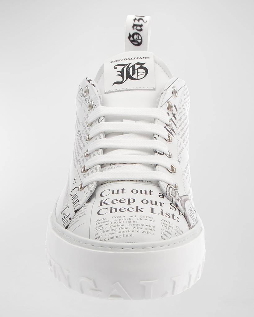 John Galliano Paris Men's Newspaper Gazette Flatform Low-Top Sneakers