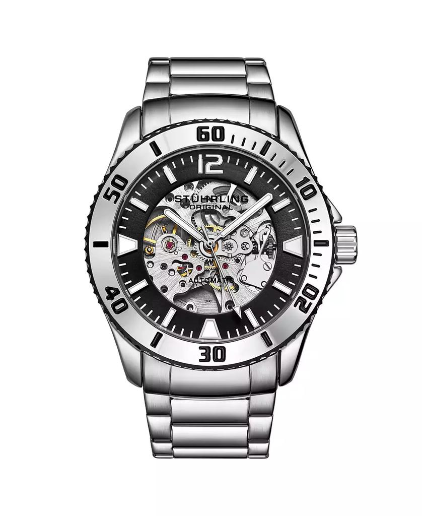 Stuhrling Men's Silver Tone Stainless Steel Bracelet Watch 44mm