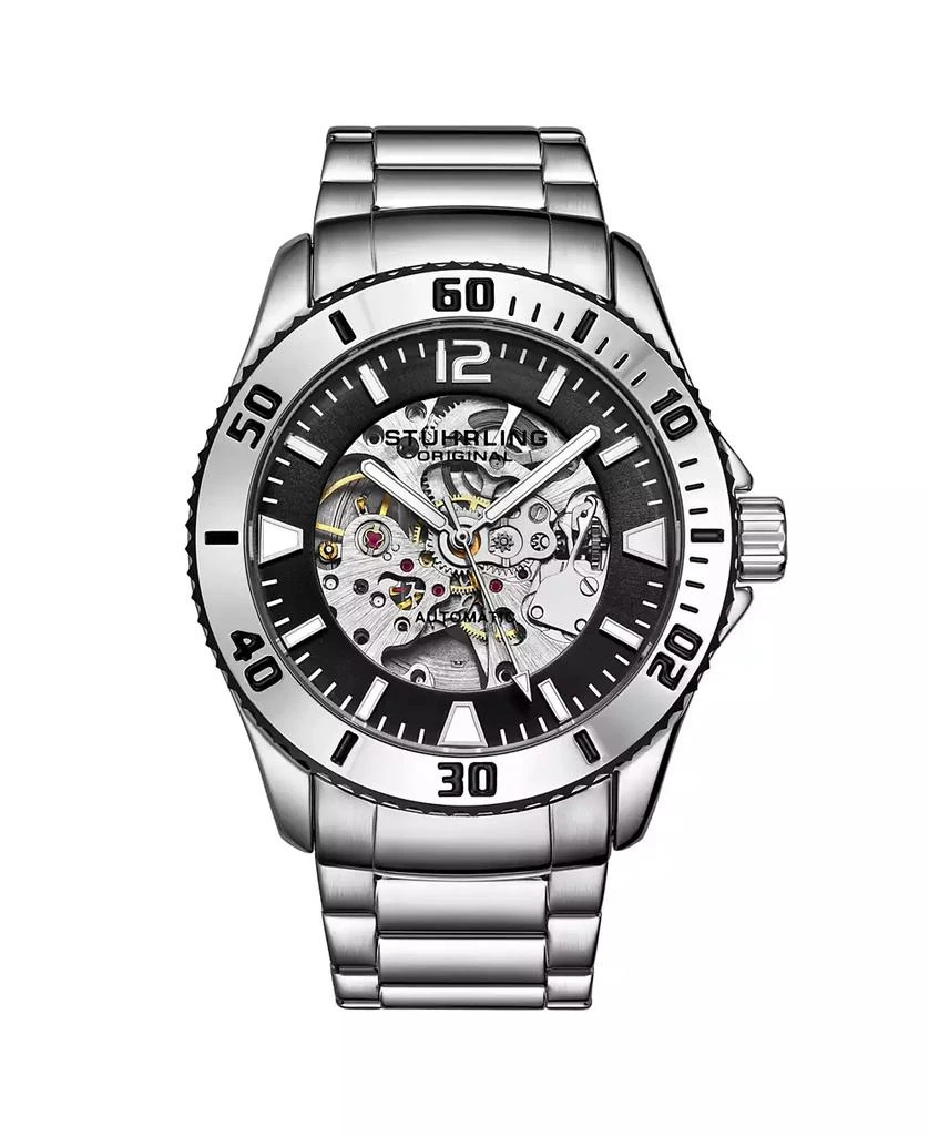 Stuhrling Men's Silver Tone Stainless Steel Bracelet Watch 44mm 1