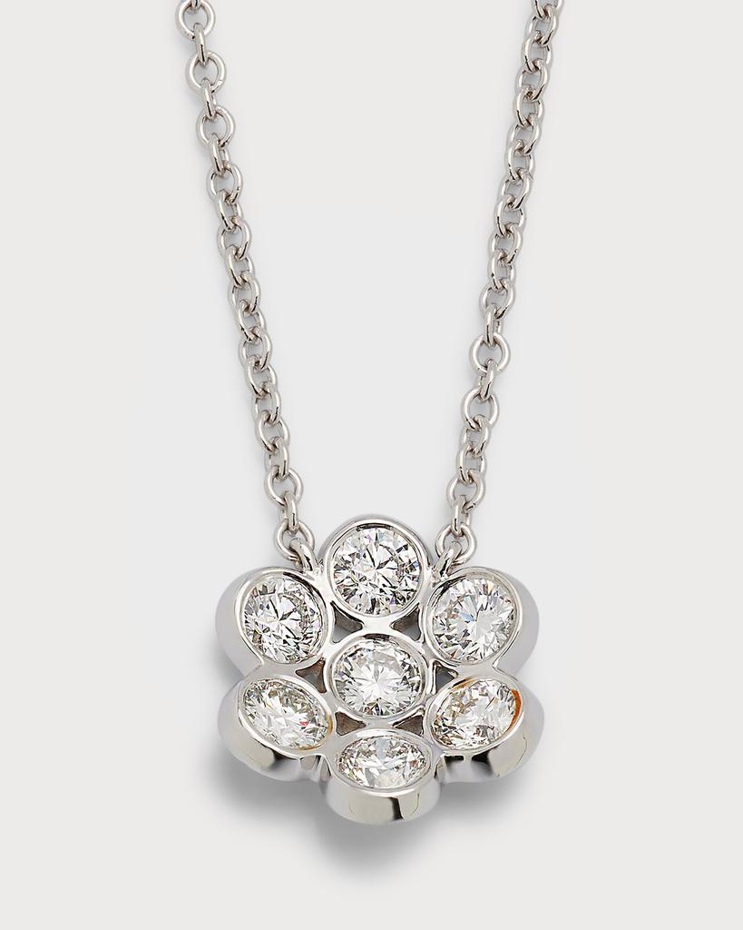 Bayco 18k White Gold Flower Diamond Pendant Necklace