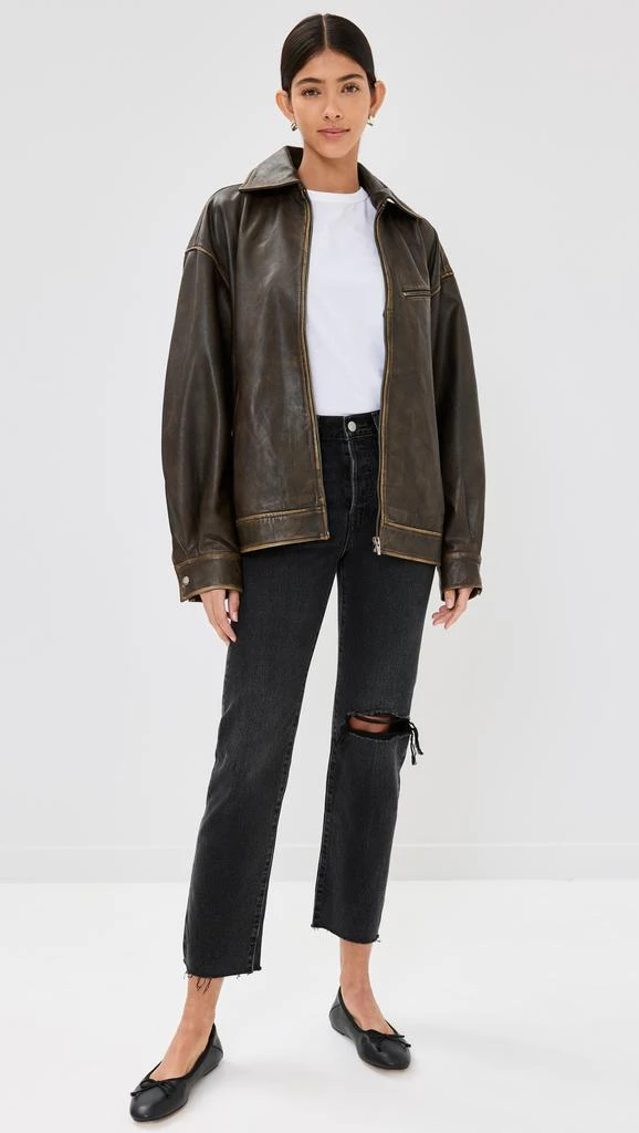 Reformation Veda Marco Leather Oversized Bomber 7