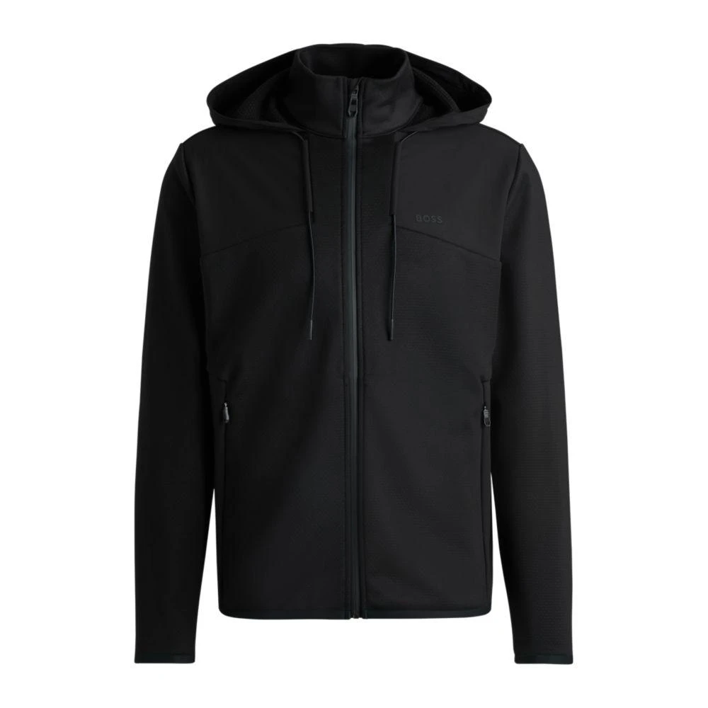 Hugo Boss Bonded-fleece zip-up hoodie with logo detail 1