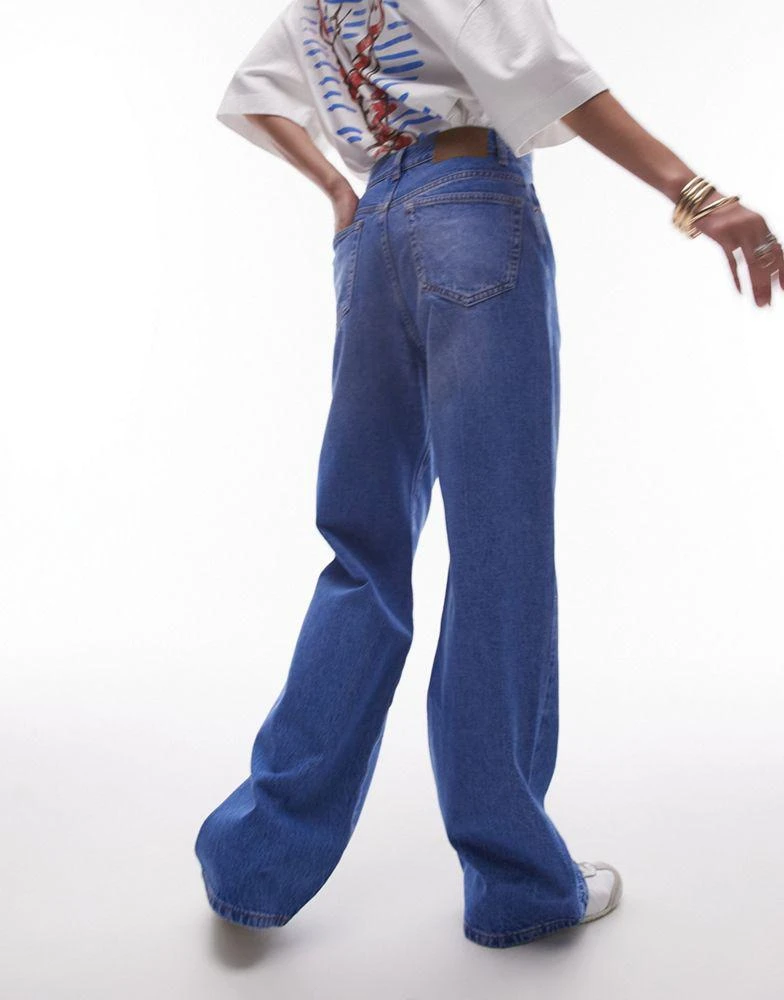 Topshop Topshop mid rise loose fit straight jeans in mid blue 3