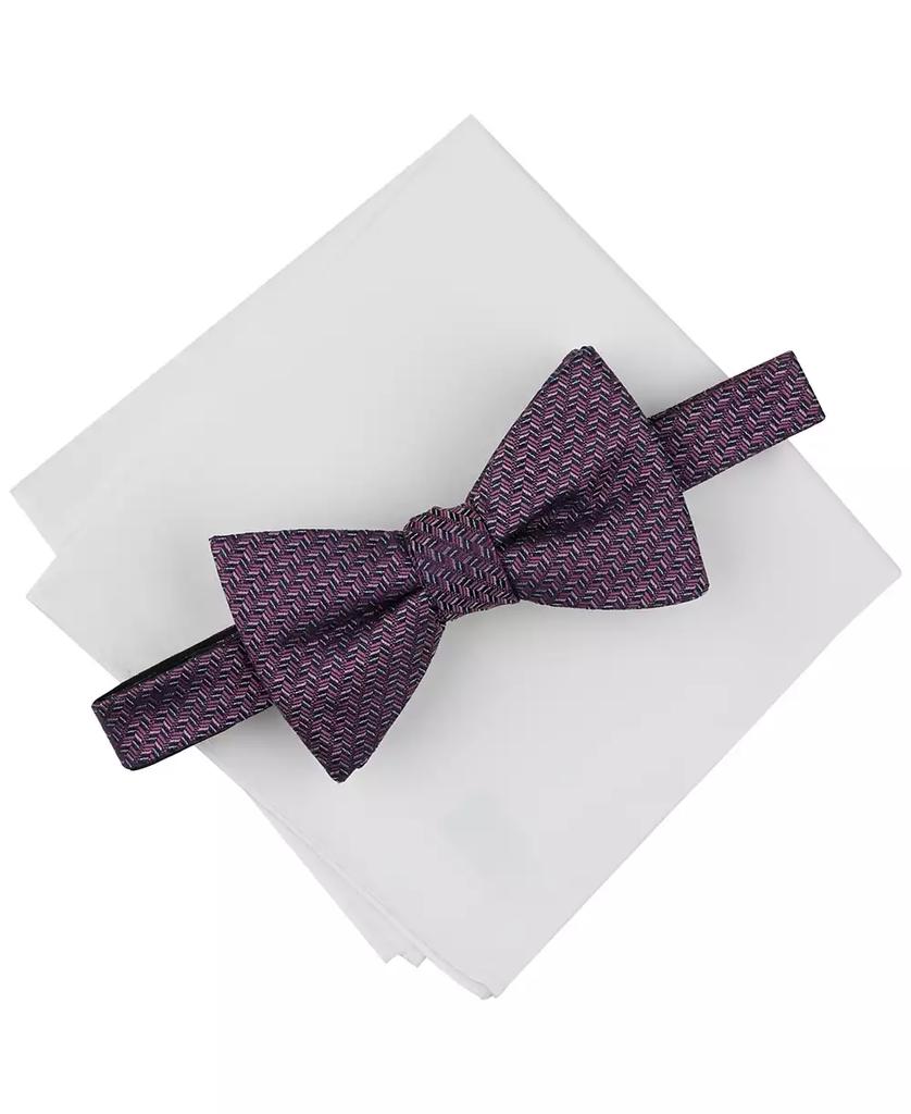 Alfani Men's Herringbone Bow Tie & Solid Pocket Square Set, Exclusively at Macy's