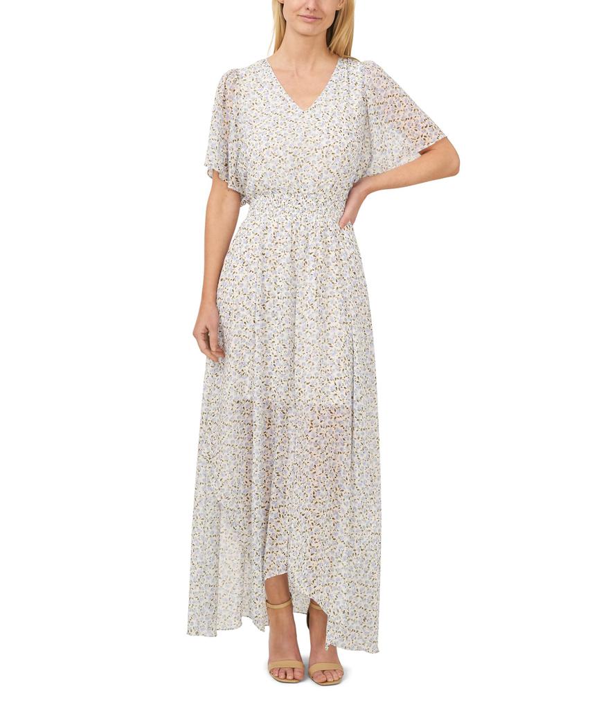 CeCe Smocked Waist Flowy Sleeve Maxi Dress