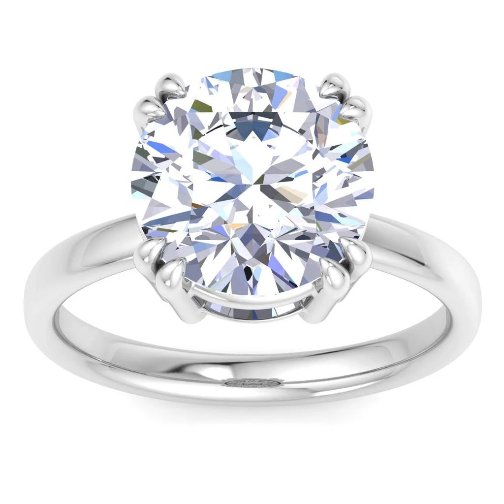 Martha Stewart 5 Carat Round Shape Lab Grown Diamond Solitaire Engagement Ring In Sterling Silver