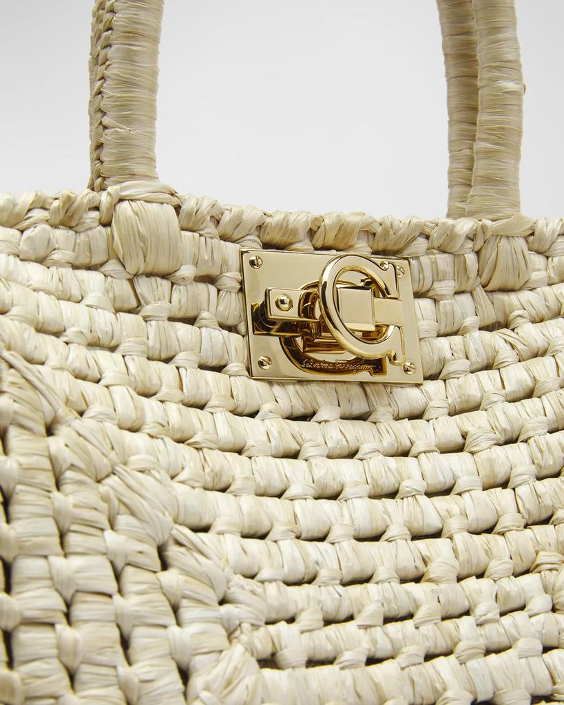 Salvatore Ferragamo The Studio Raffia Basket Top-Handle Bag 7