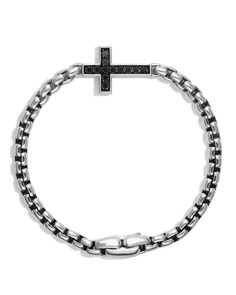 David Yurman Men's Pavé Cross Bracelet in Sterling Silver with Black Diamonds, 5mm 2