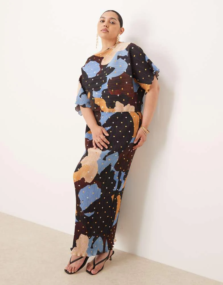 Shop Never Fully Dressed Plus Tilly asymmetric gold foil plisse maxi dress  in chocolate on Sale at BeyondStyle  Get Lowest price in three month Never  Fully Dressed Plus Tilly asymmetric gold