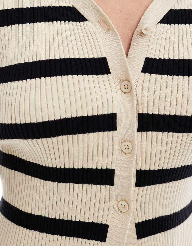 Levi's Levi's Tulip slim fit stripe knit cardigan in beige 4