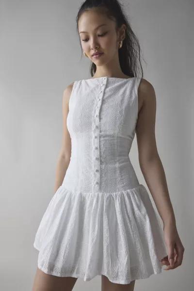Kiss The Sky Kiss The Sky Eyelet Boatneck Drop Waist Mini Dress