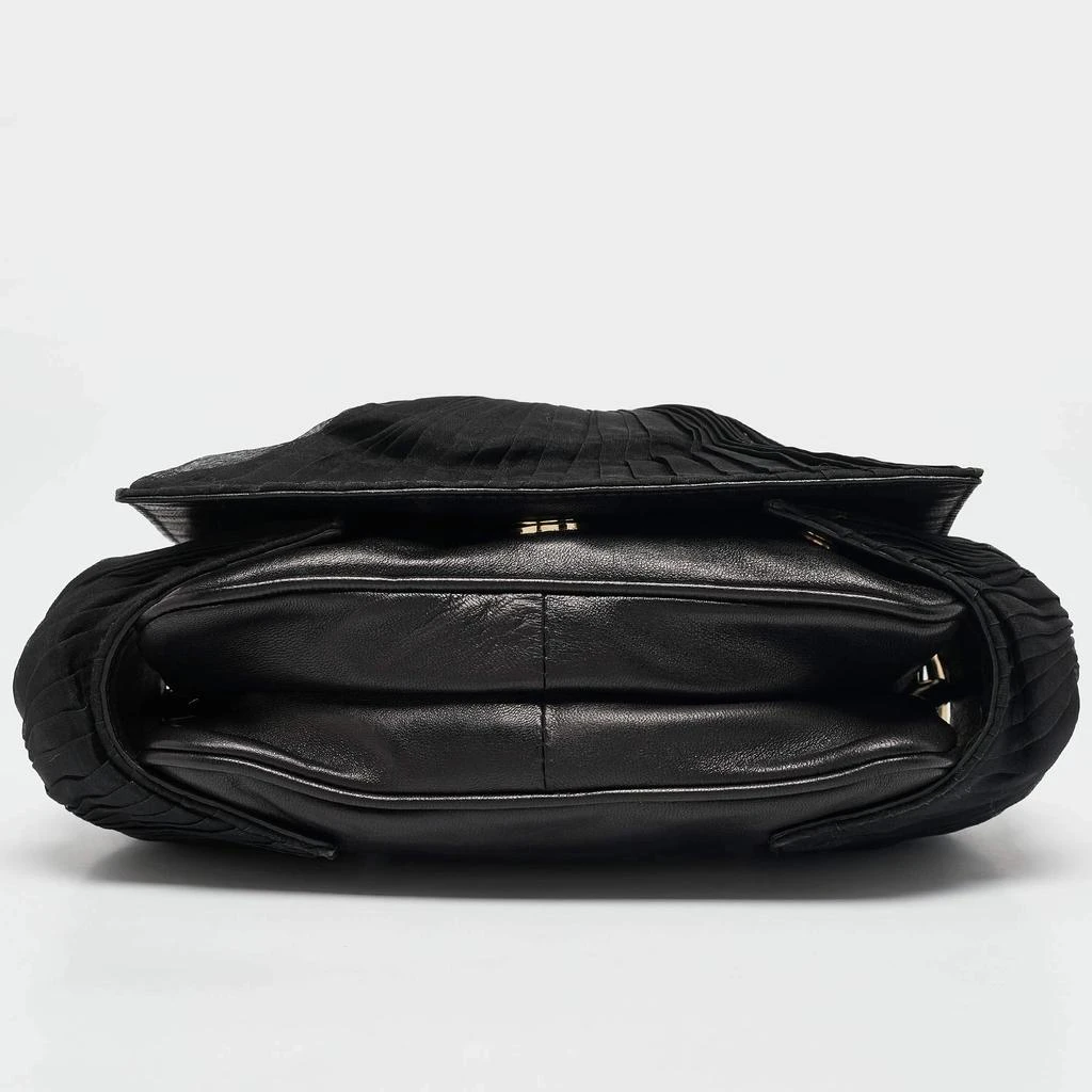 Givenchy Givenchy Black Leather and Satin Pleated Floral Clutch 7