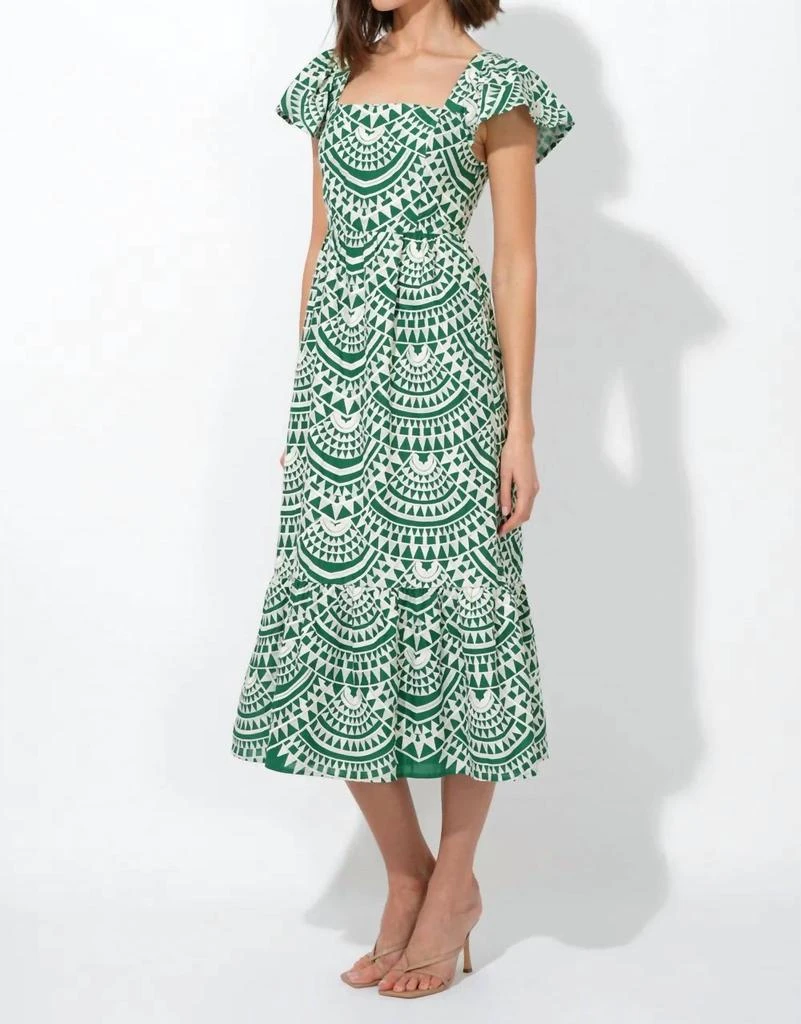 Adelyn Rae Adelyn Rae - Maja Cotton Crochet Flutter Sleeve Midi Dress 3
