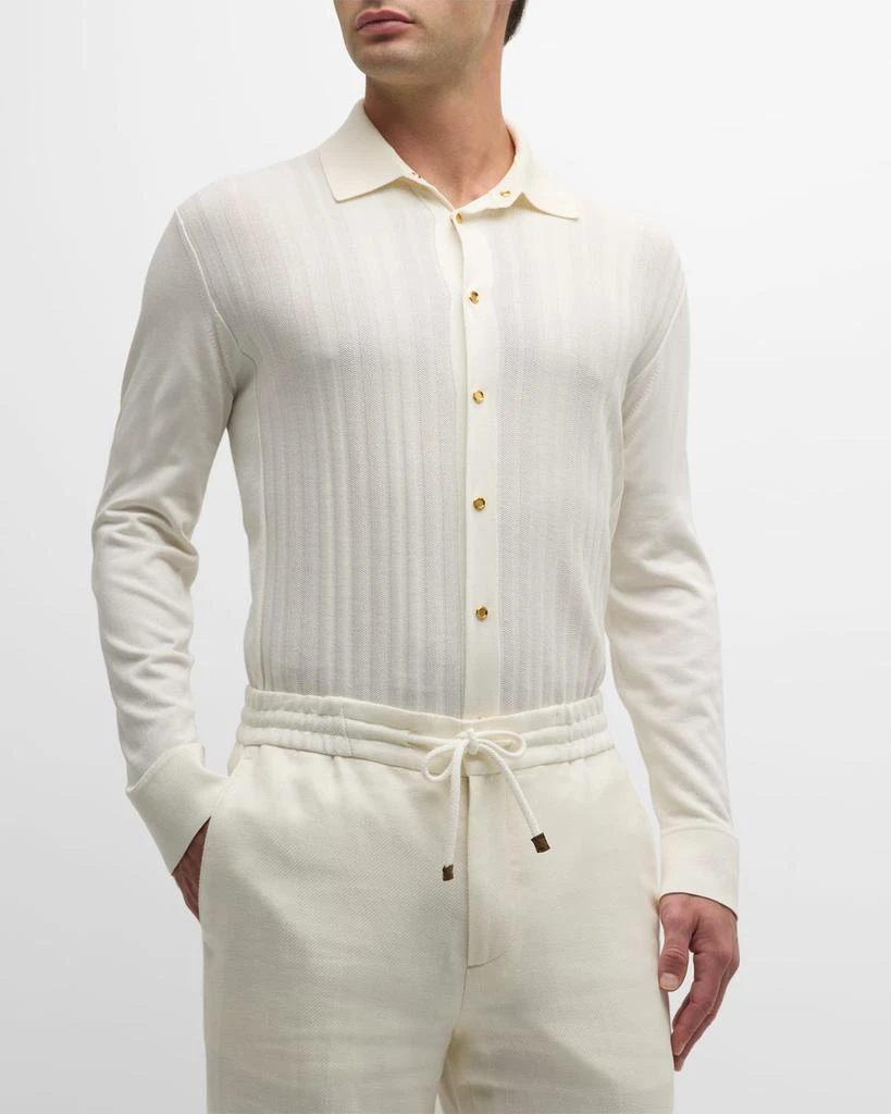Stefano Ricci Men's Knit Button-Down Shirt 4
