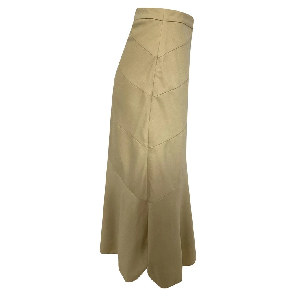 Theory Diagonal Flared Midi Skirt in Khaki Wool 2