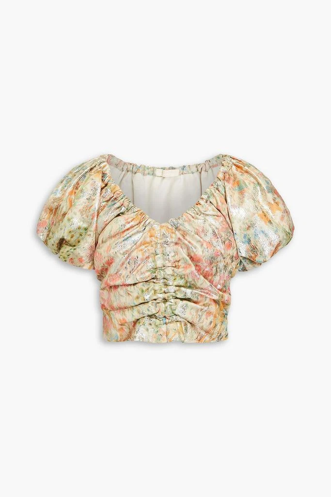 Ulla Johnson Nerida cropped metallic floral-jacquard top 1