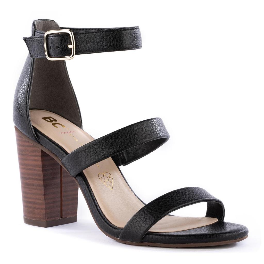 BC Footwear Justified Womens Buckle Faux Leather Heels