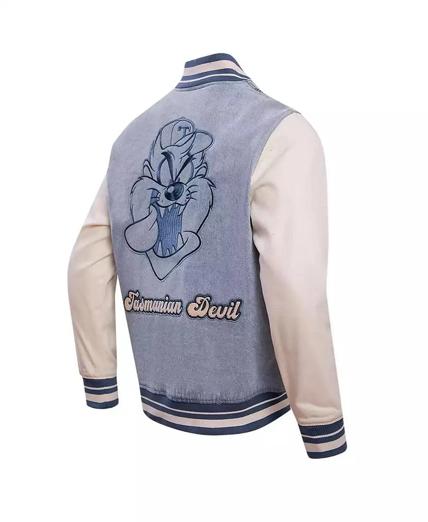 Freeze Max Men's Denim Looney Tunes Taz Full-Snap Varsity Jacket 4