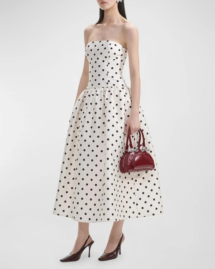 Self Portrait Strapless Polka Dot Taffeta Midi Dress 2