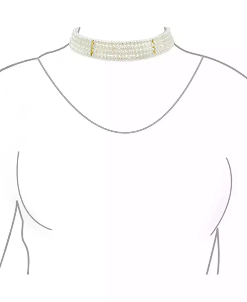 Bling Jewelry Fine Classic Necklace 4 Row Freshwater Pearl Choker Gold Silver Accent 2