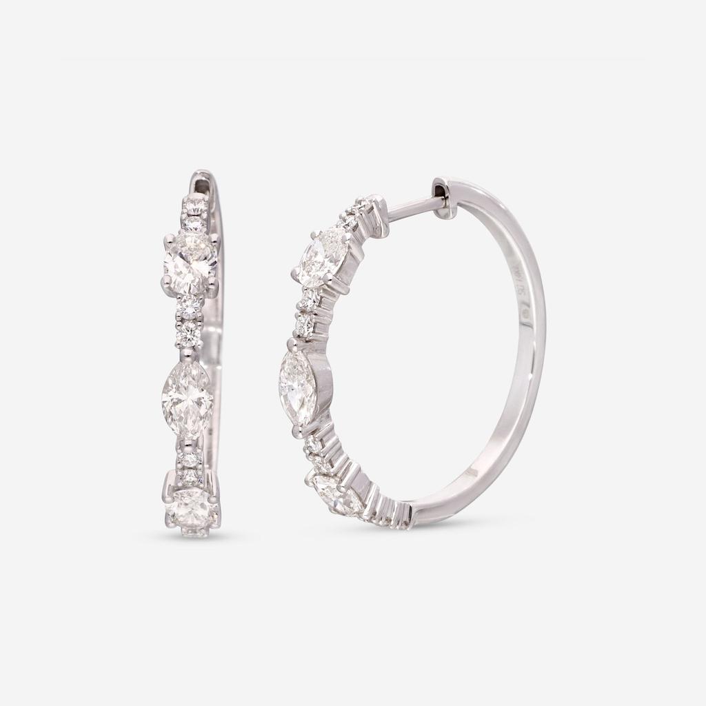 Ina Mar Ina Mar 14K White Gold, Diamond 1.81ct. twd. Hoop Earrings IMKGK25