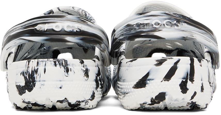 Crocs White Classic Marbled Clogs