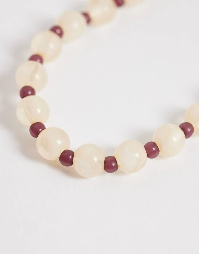 ONLY ONLY beaded necklace in chocolate and cream 4