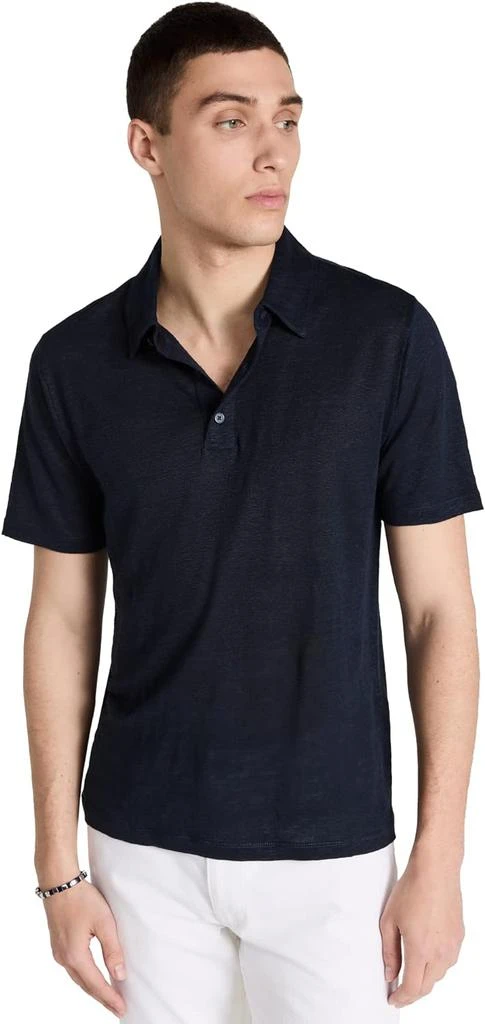 Vince Mens Linen Short Sleeve Polo Shirt, Coastal 1