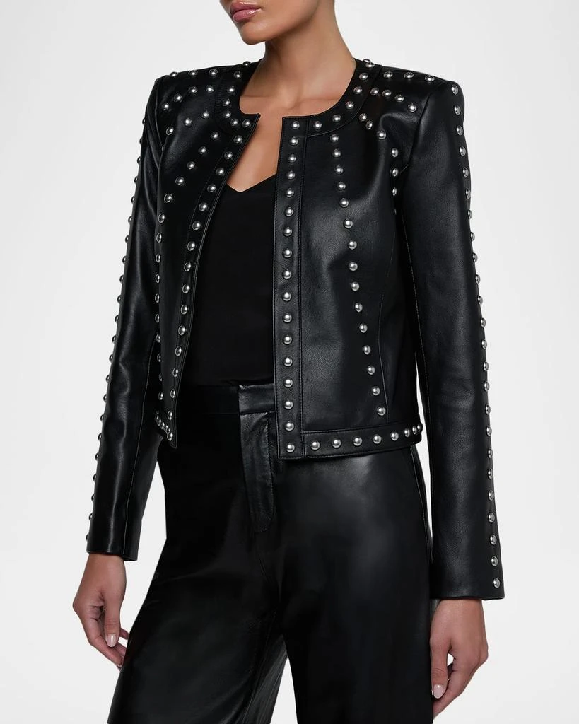 L
Agence Fia Studded Collarless Leather Jacket 5