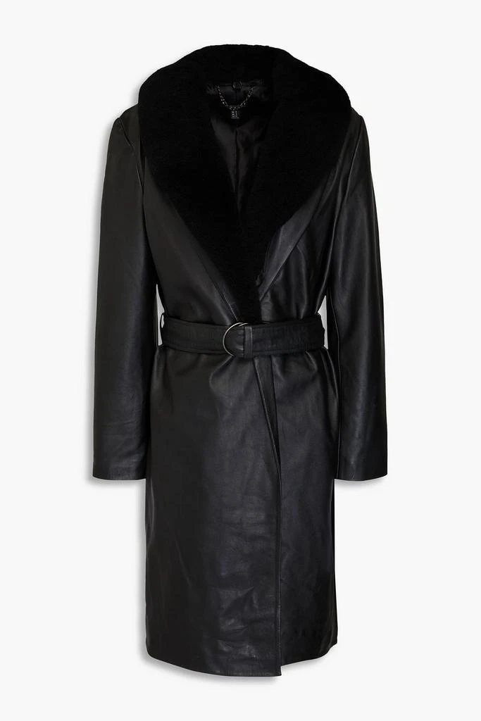 Muubaa Belted shearling-trimmed leather coat 1