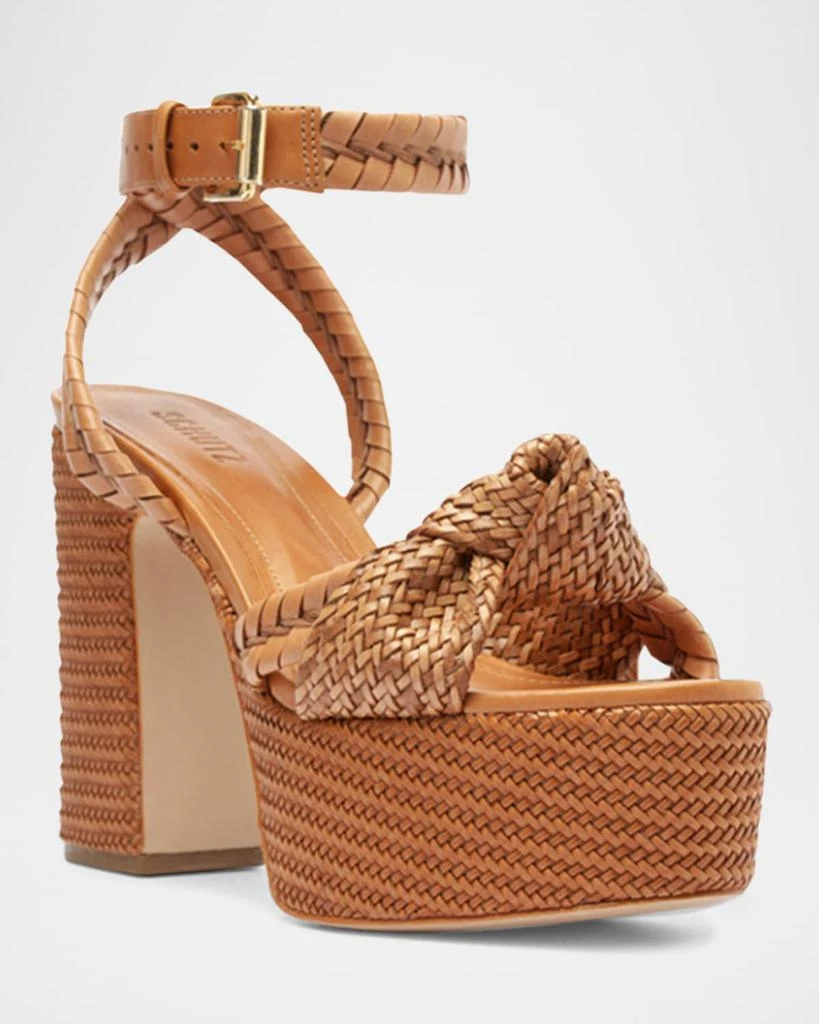 Schutz Khari Knotted Leather Ankle-Strap Platform Sandals 2