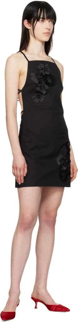 MSGM Black Floral Appliqué Minidress 4