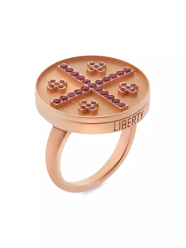 Ileana Makri Liberty 18K Rose Gold & Ruby Cross Ring