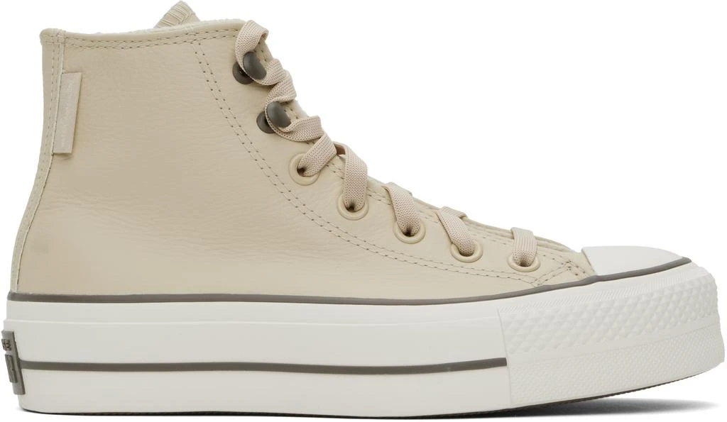 Converse Beige Chuck Taylor All Star Lift Platform Weatherized Leather Sneakers 1