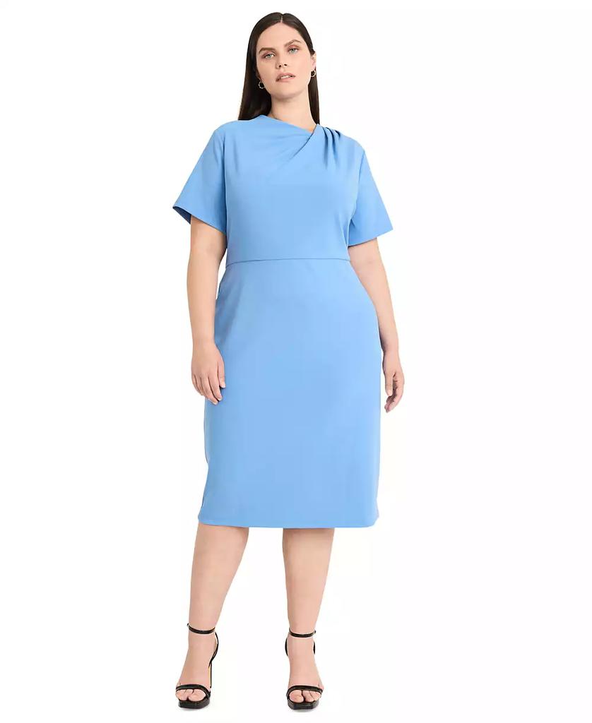 Maggy London Plus Size Asymmetric-Neck Short-Sleeve Dress