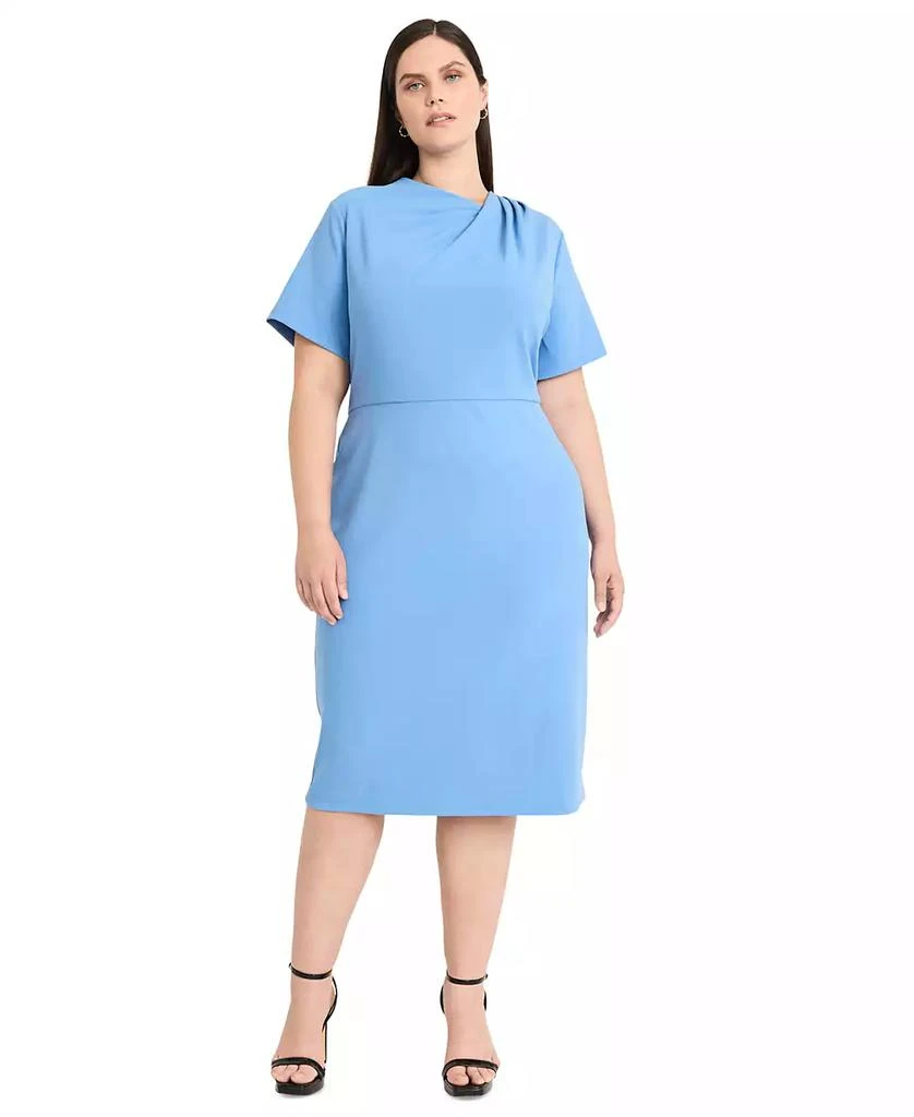 Maggy London Plus Size Asymmetric-Neck Short-Sleeve Dress 1