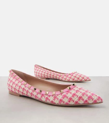 Valentino Rockstud tweed ballet flats 5