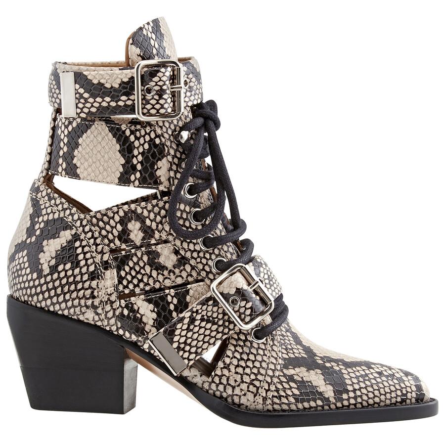 Chloé Ladies Python Boots In Grey