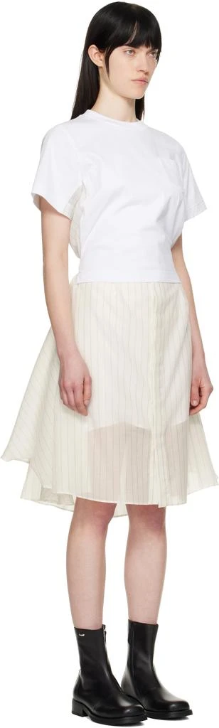 Sacai Off-White Spun Organza & Cotton Jersey Midi Dress 2