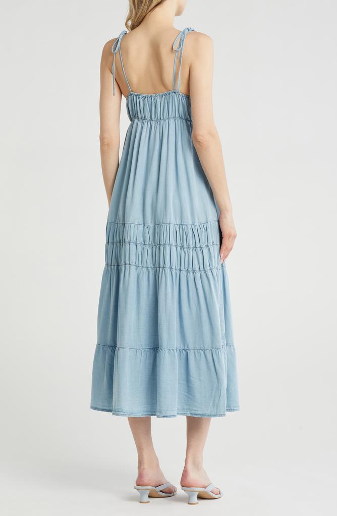 Blu Pepper Tie Strap Tiered Midi Dress